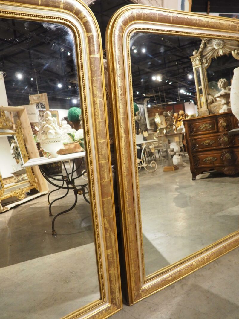 Pair of 19th Century French Gold Louis Philippe Style Mirrors, Silver, Red Bole - Image 19