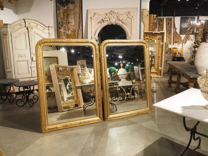 Pair of 19th Century French Gold Louis Philippe Style Mirrors, Silver, Red Bole - Image 20