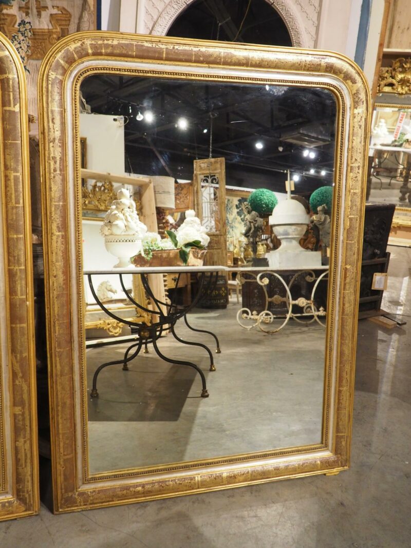 Pair of 19th Century French Gold Louis Philippe Style Mirrors, Silver, Red Bole - Image 6