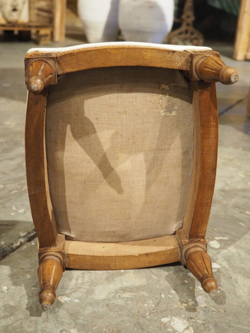 Small French Walnut Pied de Tabouret Foot Stool, Pierre Frey Upholstery, C. 1900 - Image 14