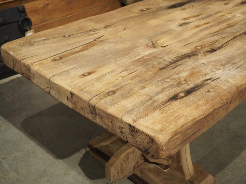 Antique French Oak Beam Dining Table, 9.5 Feet Long, 3.5 inch Thick, Circa 1860 - Image 4