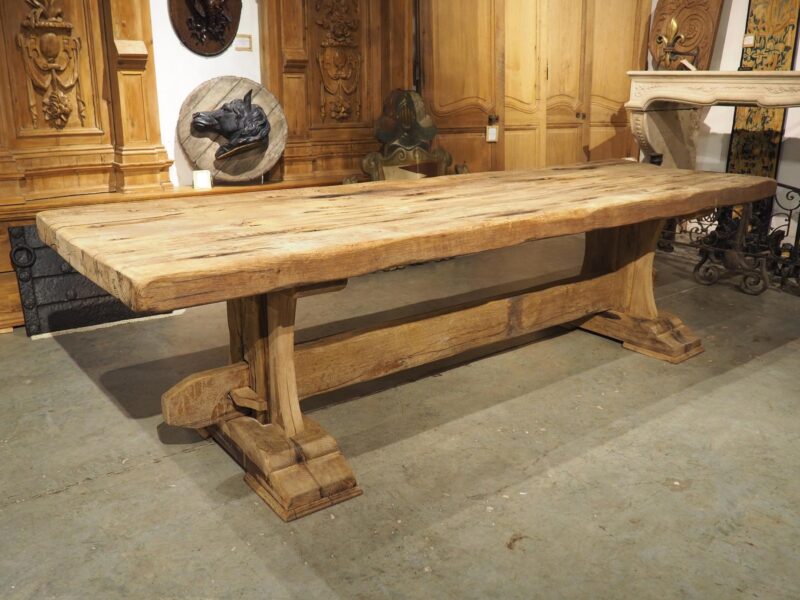 Antique French Oak Beam Dining Table, 9.5 Feet Long, 3.5 inch Thick, Circa 1860