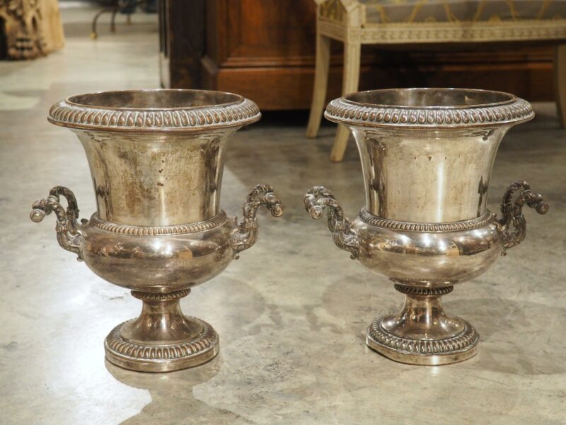 Pair of Antique French Silver Plated Champagne Buckets, Paris, 19th Century