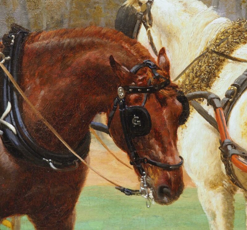 The New Horses, Antique French Oil on Canvas by Jean Richard Goubie, Paris 1883 - Image 13