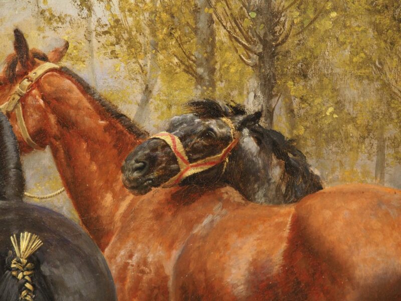 The New Horses, Antique French Oil on Canvas by Jean Richard Goubie, Paris 1883 - Image 16