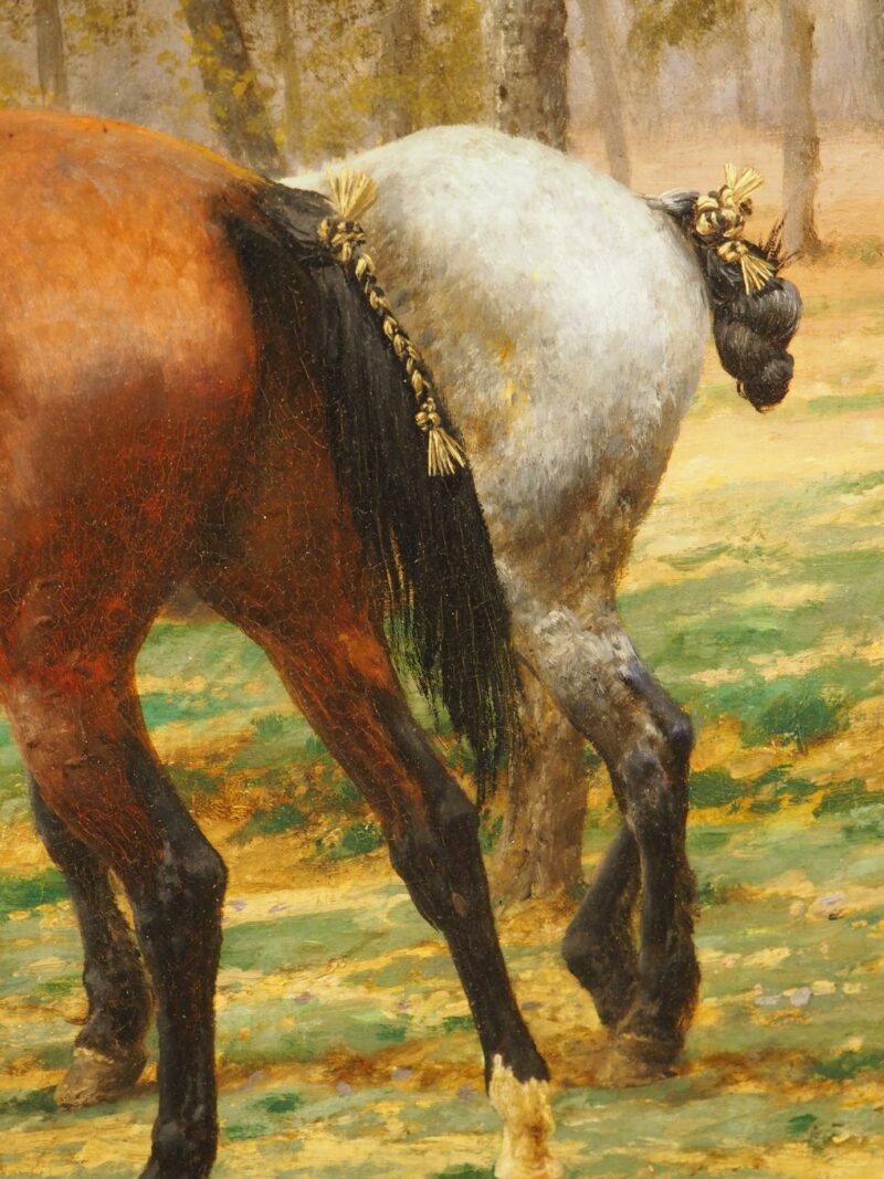 The New Horses, Antique French Oil on Canvas by Jean Richard Goubie, Paris 1883 - Image 17