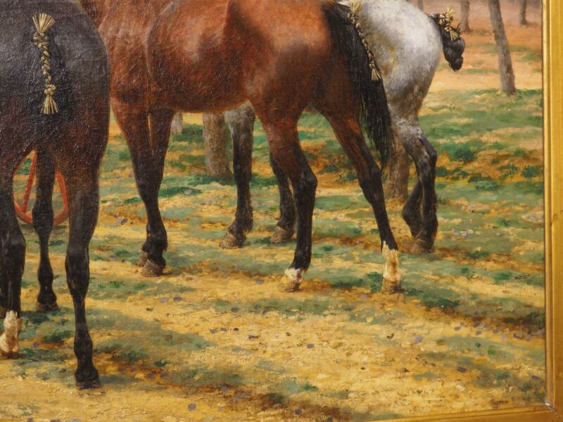 The New Horses, Antique French Oil on Canvas by Jean Richard Goubie, Paris 1883 - Image 22