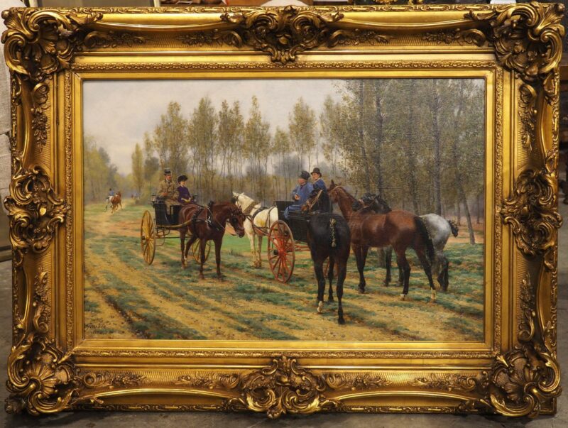 The New Horses, Antique French Oil on Canvas by Jean Richard Goubie, Paris 1883 - Image 25