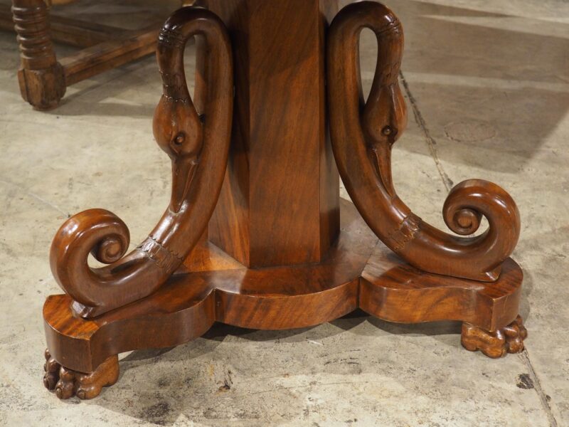 A French Empire Style Mahogany Center Table with Swans and Marble Top, 19th C. - Image 9