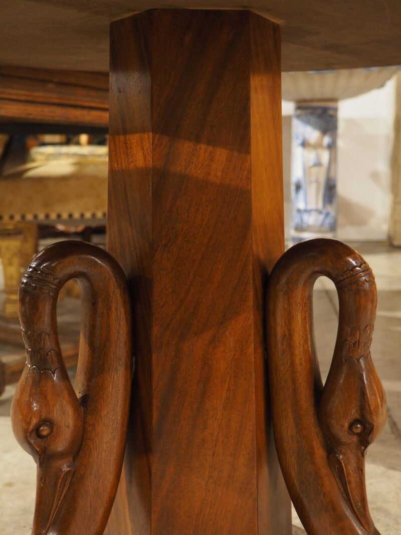 A French Empire Style Mahogany Center Table with Swans and Marble Top, 19th C. - Image 11