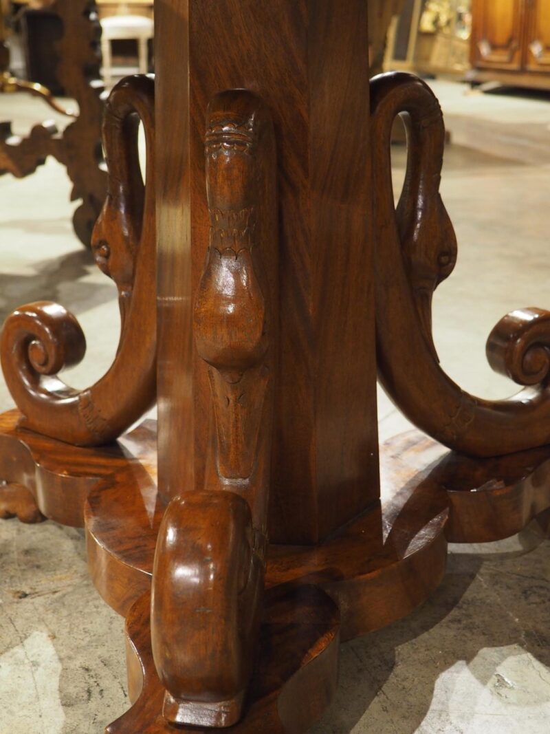 A French Empire Style Mahogany Center Table with Swans and Marble Top, 19th C. - Image 12