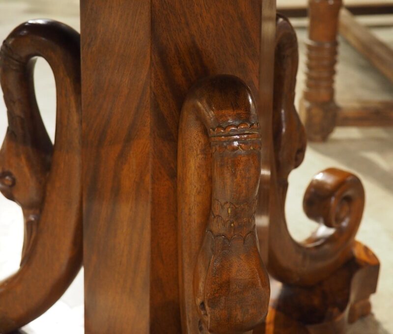 A French Empire Style Mahogany Center Table with Swans and Marble Top, 19th C. - Image 14