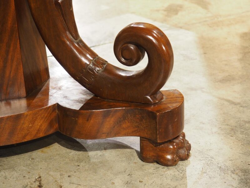 A French Empire Style Mahogany Center Table with Swans and Marble Top, 19th C. - Image 6