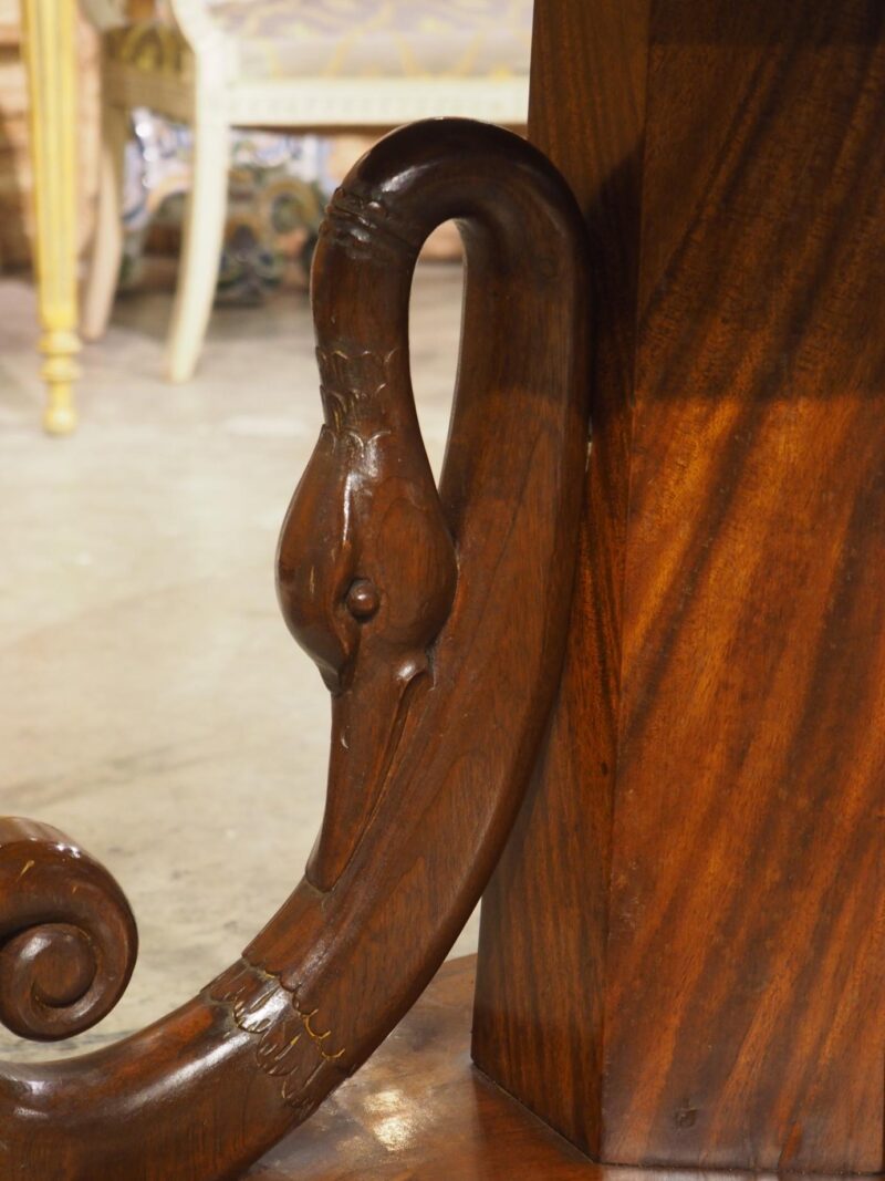 A French Empire Style Mahogany Center Table with Swans and Marble Top, 19th C. - Image 7