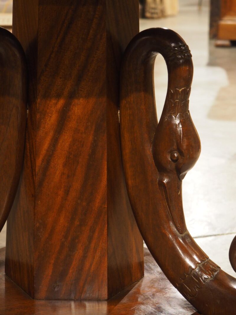 A French Empire Style Mahogany Center Table with Swans and Marble Top, 19th C. - Image 8