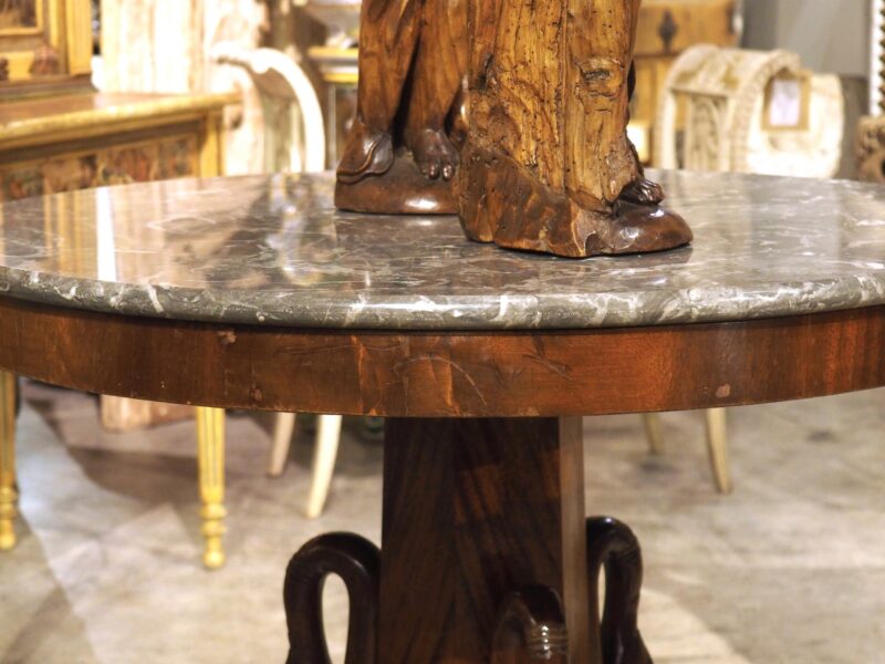 A French Empire Style Mahogany Center Table with Swans and Marble Top, 19th C. - Image 18