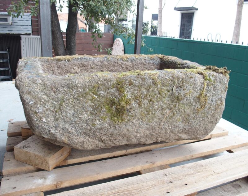 Antique Weathered Rectangular Granite Trough from Brittany, France, 19th Century