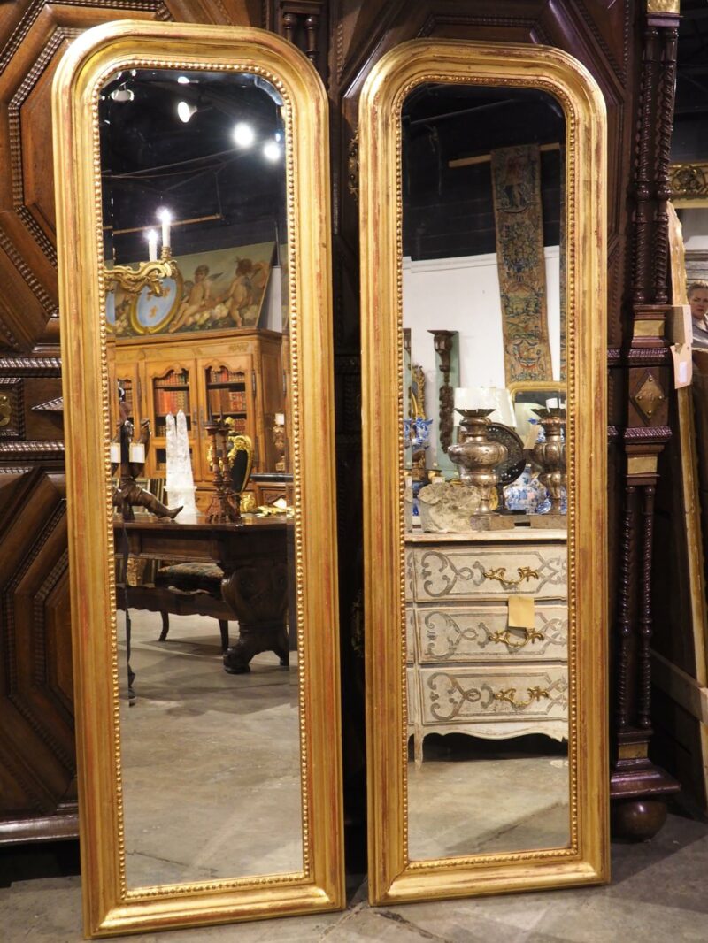 Pair of Hand Carved Louis Philippe Style Dressing Mirrors with Beveled Glass