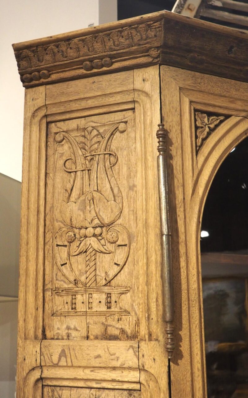 19th Century French Caved Oak Corner Cabinet Vitrine with Period Gothic Panels - Image 3