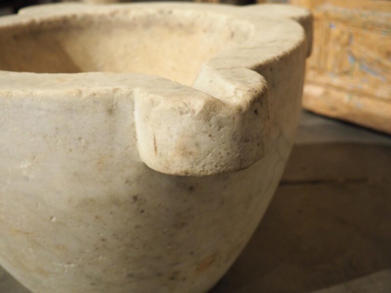 Antique French White Marble Mortar, 19th Century - Image 9