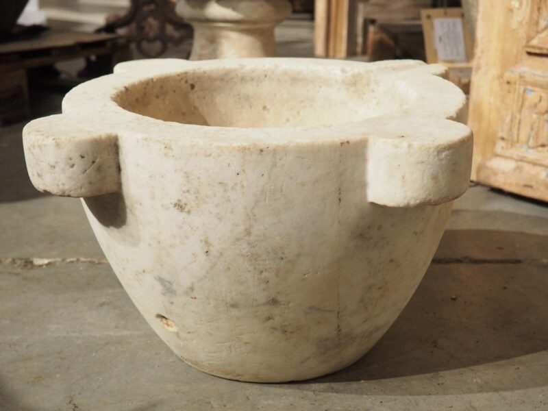 Antique French White Marble Mortar, 19th Century - Image 10