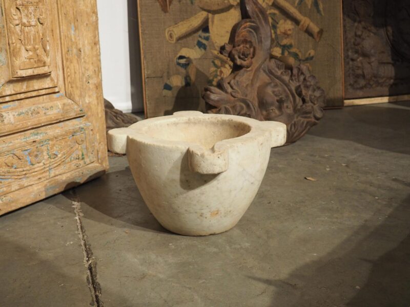 Antique French White Marble Mortar, 19th Century - Image 12