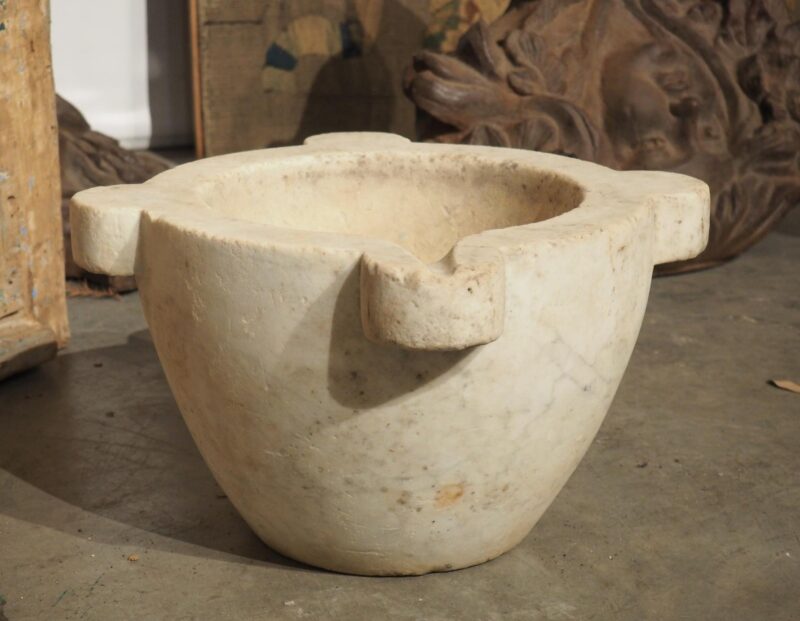 Antique French White Marble Mortar, 19th Century - Image 2