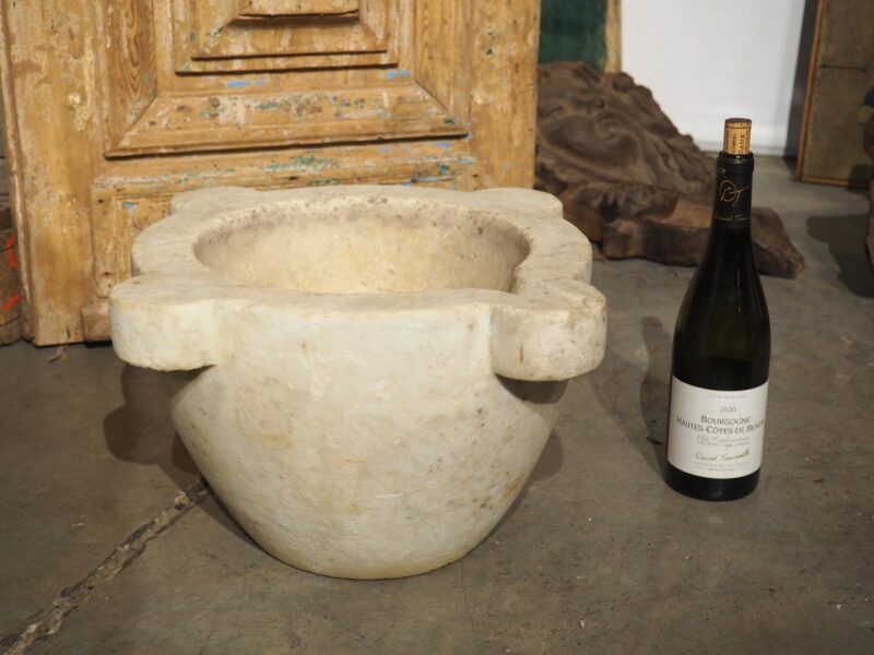 Antique French White Marble Mortar, 19th Century - Image 3