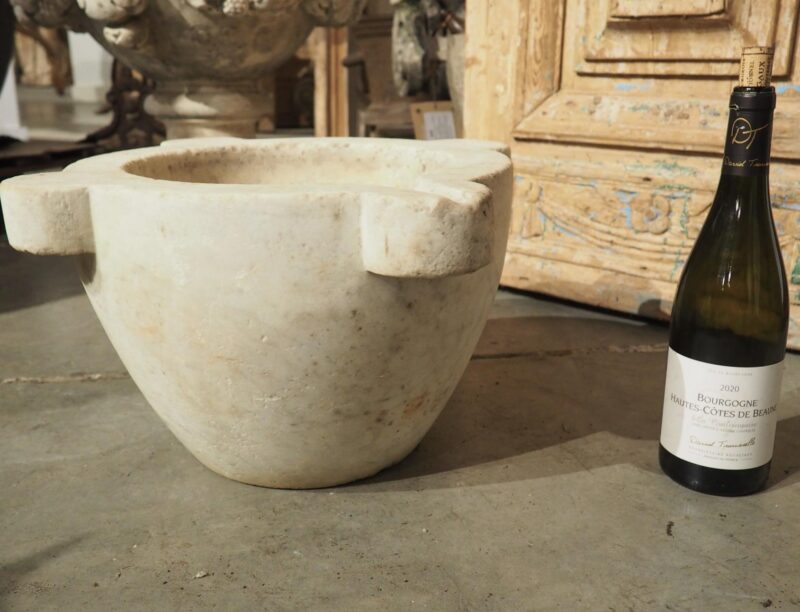 Antique French White Marble Mortar, 19th Century - Image 7