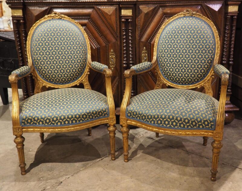 Pair of 19th Century French Giltwood Louis XVI Style Médaillon Armchairs - Image 2