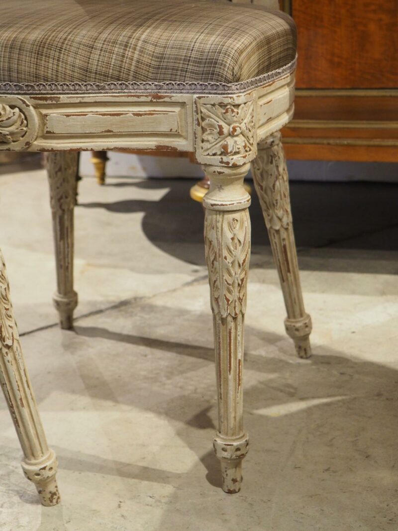 Six French Louis XVI Style Lacquered Chairs in Carved Beech and Caning, 19th C. - Image 12