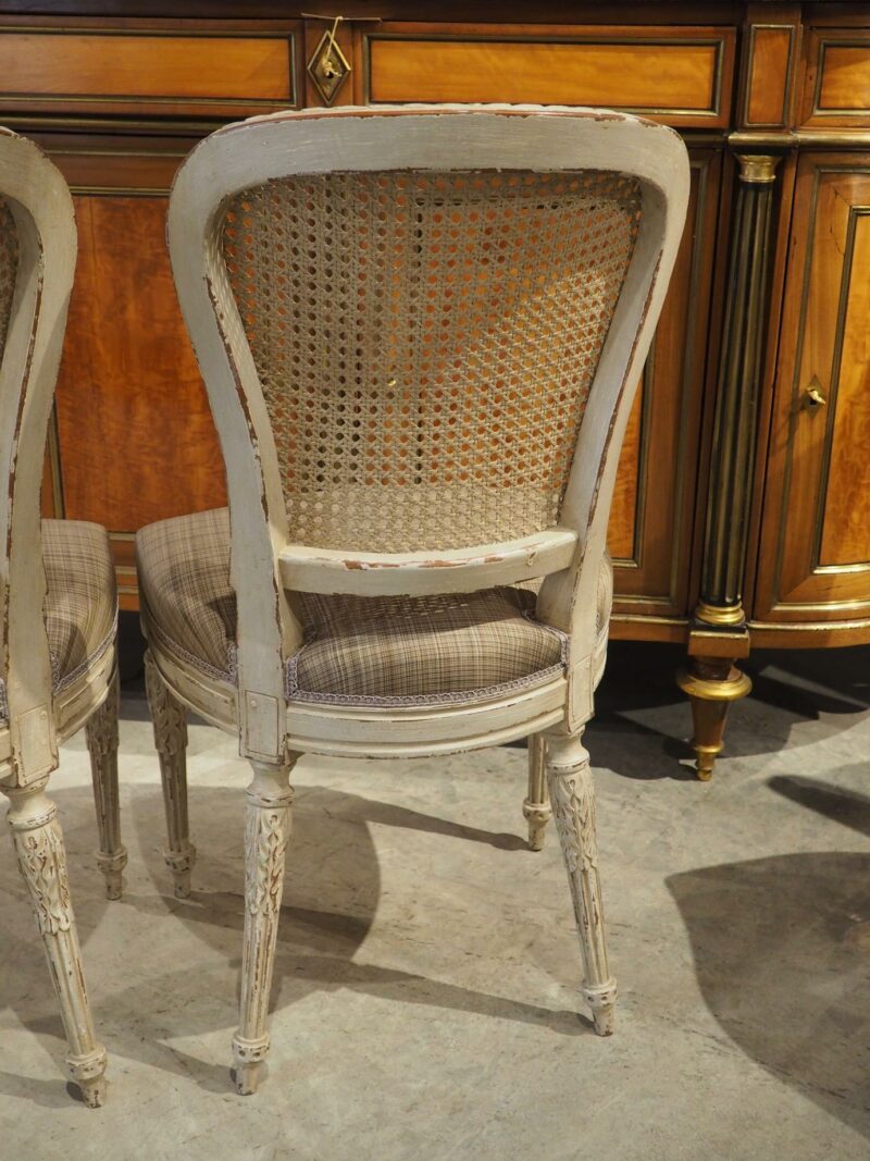 Six French Louis XVI Style Lacquered Chairs in Carved Beech and Caning, 19th C. - Image 17