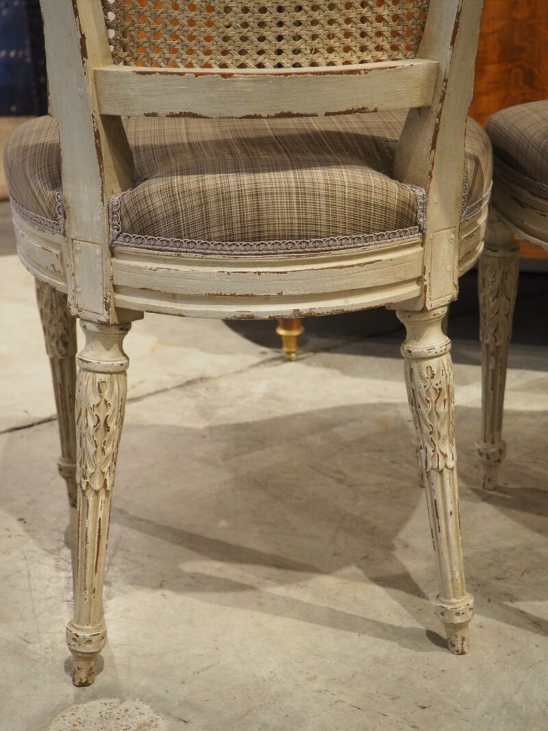 Six French Louis XVI Style Lacquered Chairs in Carved Beech and Caning, 19th C. - Image 18