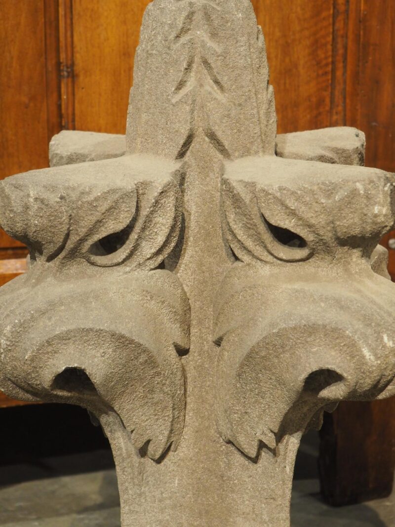 18th Carved Belgian Granite Roof Finial on Contemporary Wooden Plinth - Image 7