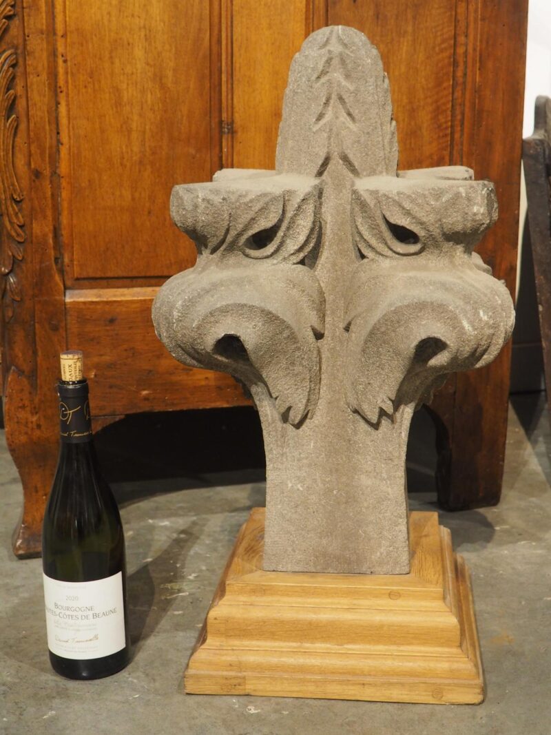 18th Carved Belgian Granite Roof Finial on Contemporary Wooden Plinth - Image 8