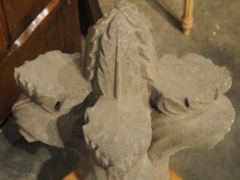 18th Carved Belgian Granite Roof Finial on Contemporary Wooden Plinth - Image 9