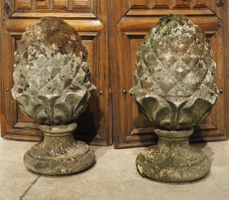 Pair of Reconstituted Stone Pineapple Finials from Belgium, Circa 1970s - Image 2