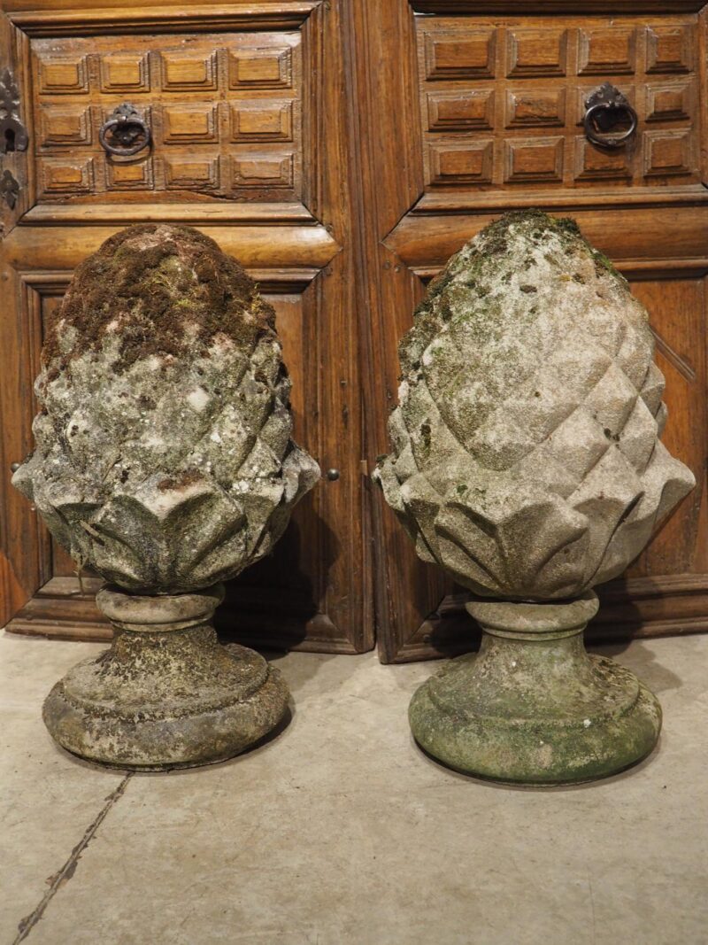 Pair of Reconstituted Stone Pineapple Finials from Belgium, Circa 1970s - Image 3