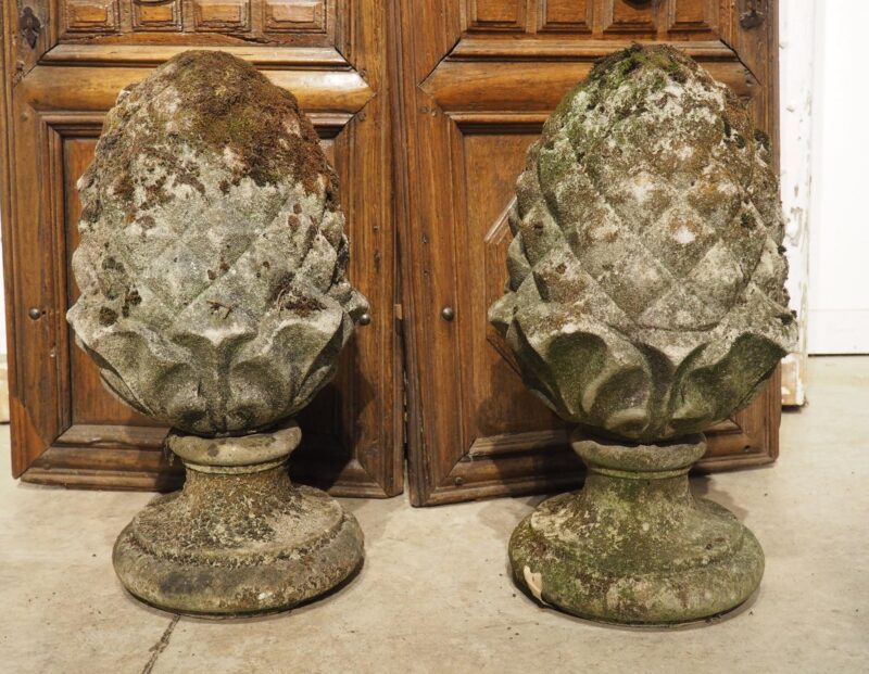 Pair of Reconstituted Stone Pineapple Finials from Belgium, Circa 1970s - Image 12