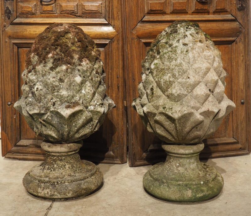 Pair of Reconstituted Stone Pineapple Finials from Belgium, Circa 1970s - Image 4