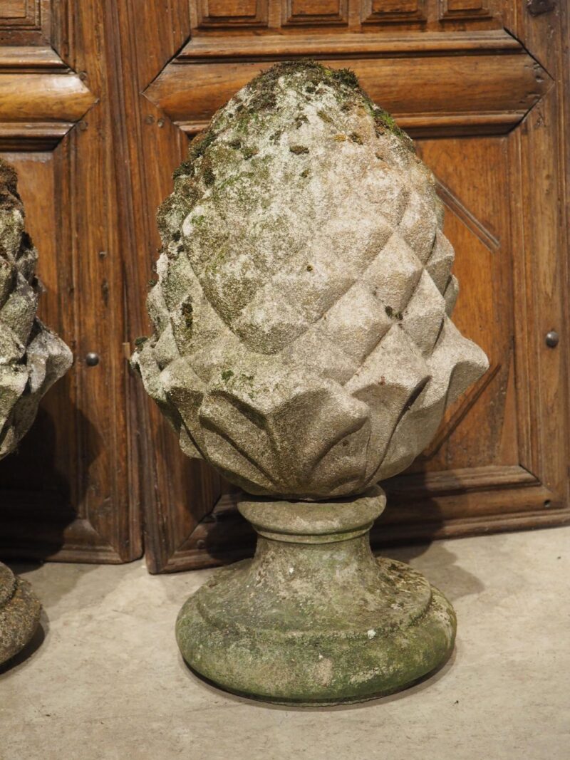 Pair of Reconstituted Stone Pineapple Finials from Belgium, Circa 1970s - Image 5