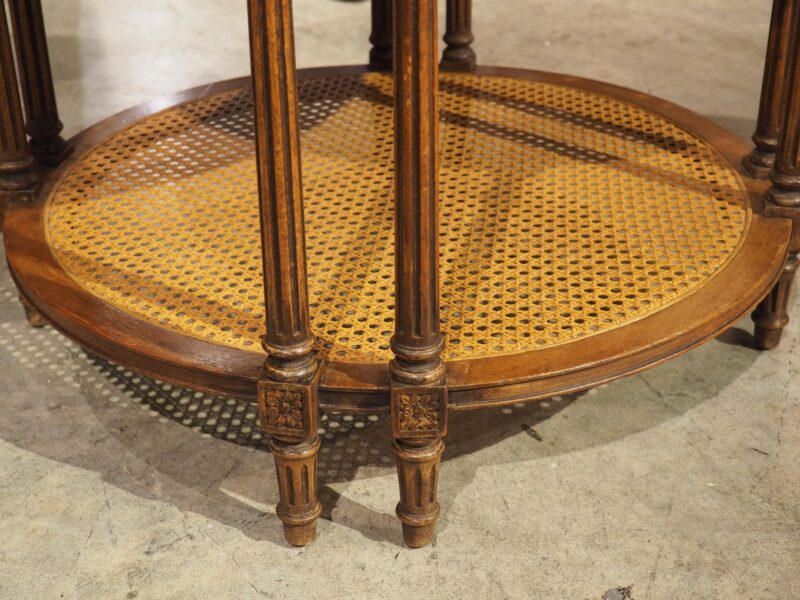 Early 1900s French Louis XVI Style Marble Top Side Table with Caned Lower - Image 10