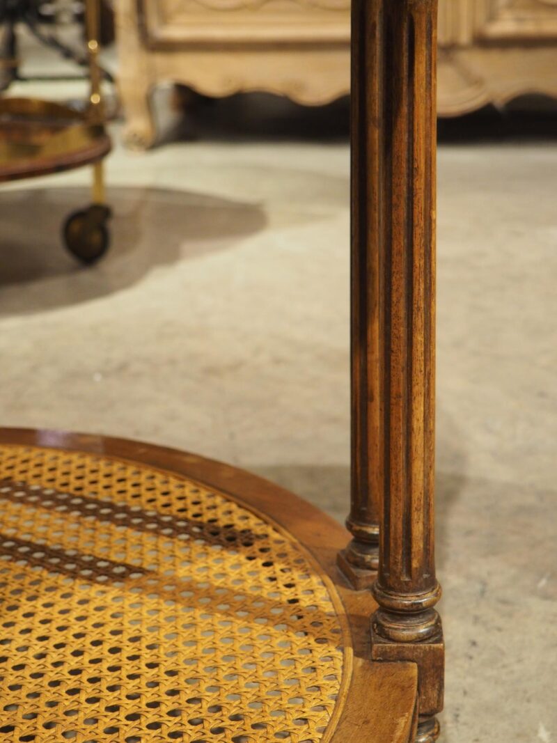 Early 1900s French Louis XVI Style Marble Top Side Table with Caned Lower - Image 12