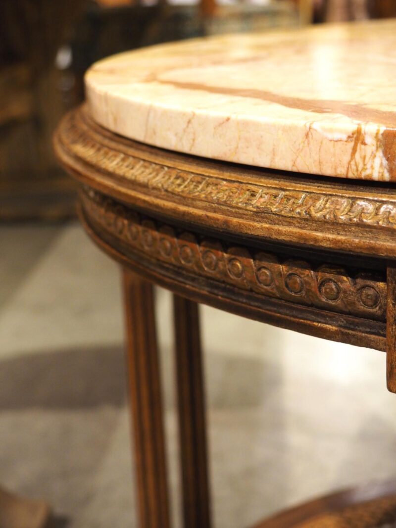 Early 1900s French Louis XVI Style Marble Top Side Table with Caned Lower - Image 13