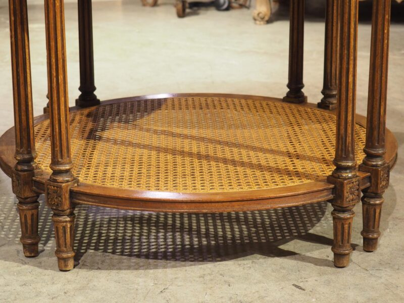 Early 1900s French Louis XVI Style Marble Top Side Table with Caned Lower - Image 17