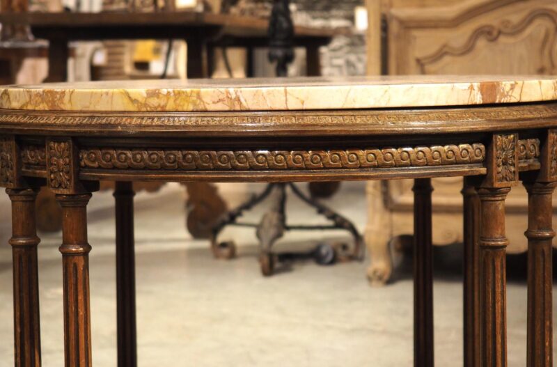 Early 1900s French Louis XVI Style Marble Top Side Table with Caned Lower - Image 18