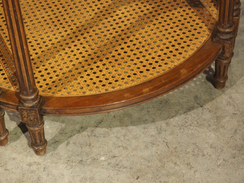 Early 1900s French Louis XVI Style Marble Top Side Table with Caned Lower - Image 19