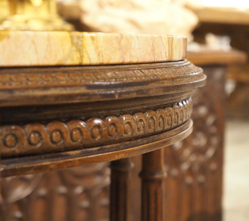 Early 1900s French Louis XVI Style Marble Top Side Table with Caned Lower - Image 6