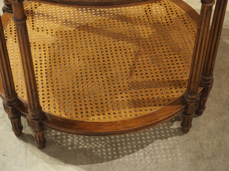 Early 1900s French Louis XVI Style Marble Top Side Table with Caned Lower - Image 7