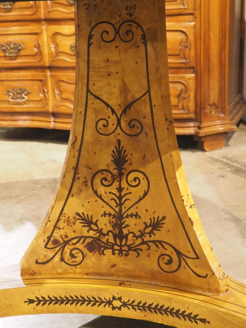 A 20th Century French Charles X Style Center Table with Marquetry Decor - Image 12